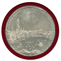 ドイツ 1772年 ターラー 銀貨 フランクフルト都市景観 PCGS AU53