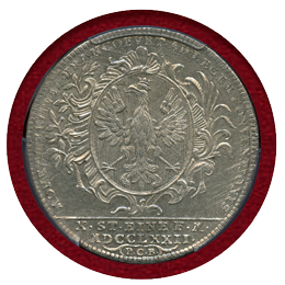 ドイツ 1772年 ターラー 銀貨 フランクフルト都市景観 PCGS AU53