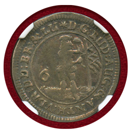 ドイツ ブラウンシュヴァイク・ヴォルフェンビュッテル 1688年 6MG 銀貨 NGC AU53