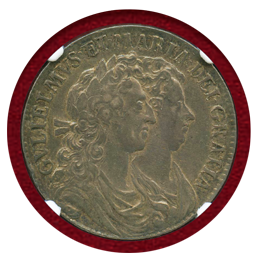 イングランド 1689年 1/2クラウン銀貨 ウィリアム&メアリー NGC AU55