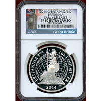 イギリス 2014年 2ポンド 銀貨 ブリタニア NGC PF70UC ER