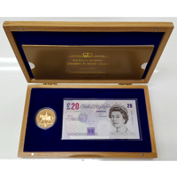 イギリス 2002年 £5金貨 + £20紙幣 セット エリザベス2世 即位50周年記念