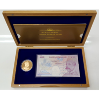 イギリス 2002年 £5金貨 + £20紙幣 セット エリザベス2世 即位50周年記念