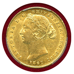 オーストラリア シドニー 1867年 ソブリン 金貨 ヴィクトリア バンクシア PCGS AU58