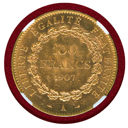 フランス 1907A 100フラン 金貨 エンジェル NGC MS61