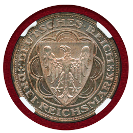ワイマール共和国 1927A 3マルク 銀貨 ブレーマーハーフェン NGC PF67