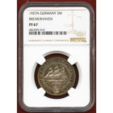 ワイマール共和国 1927A 3マルク 銀貨 ブレーマーハーフェン NGC PF67