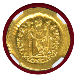 東ローマ帝国 AD457-474 ソリダス金貨 レオ1世 Ch MS 5/5 5/5