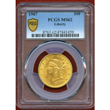 アメリカ 1907年 10ドル金貨 リバティヘッド PCGS MS62
