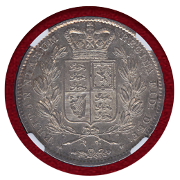 イギリス 1844年 クラウン 銀貨 ヴィクトリア ヤングヘッド NGC AU55