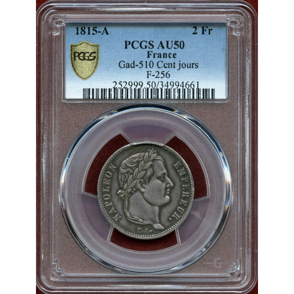 JCC | ジャパンコインキャビネット / 【SOLD】フランス 1815A 2フラン 銀貨 ナポレオン1世 百日天下 PCGS AU50