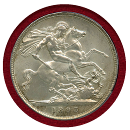 イギリス 1893年 クラウン 銀貨 ヴィクトリア オールドヘッド PCGS MS64+