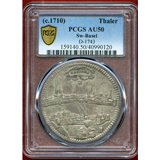 スイス バーゼル ND(1710年) ターラー 銀貨 都市景観 PCGS AU50