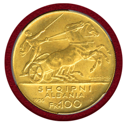 アルバニア 1926R 100フランガ・アリ 金貨 ゾグ1世 2STARS PCGS MS63