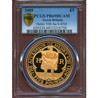 イギリス 2009年 5ポンド 金貨 ヘンリー8世 PCGS PR69DCAM