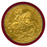 ハンガリー ND(1820) 7ダカット 金貨 Stジョージ竜退治とキリスト一行 PCGS AUD