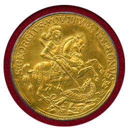 ハンガリー ND(1820) 7ダカット 金貨 Stジョージ竜退治とキリスト一行 PCGS AUD