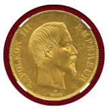 フランス 1858A 100フラン 金貨 ナポレオン3世 無冠 NGC MS63