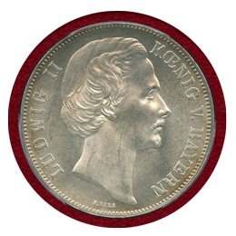 【SOLD】ドイツ バイエルン 1871年 ターラー銀貨 ルートヴィヒ2世 PCGS MS64+