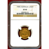 オーストラリア 1900S 1/2ソブリン 金貨 ヴィクトリア オールドヘッド XF45