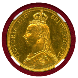 イギリス 1887年 2ポンド 金貨 ヴィクトリア ジュビリーヘッド NGC UNC DETAILS