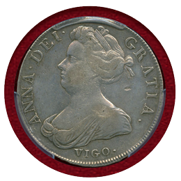 イギリス 1703年 クラウン 銀貨 アン女王 VIGO PCGS XF40