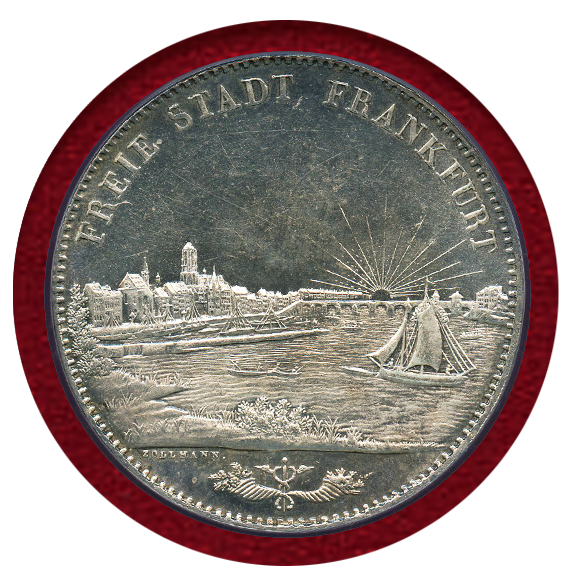 JCC | ジャパンコインキャビネット / 【SOLD】ドイツ 1844年 2ターラー 銀貨 フランクフルト都市景観 PCGS MS62