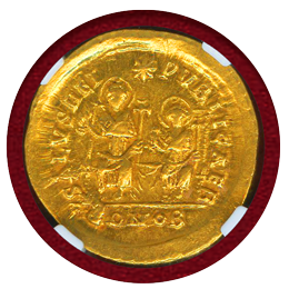 【SOLD】東ローマ帝国 402-450年 ソリダス金貨 テオドシウス2世 ChAU 5/5,5/5