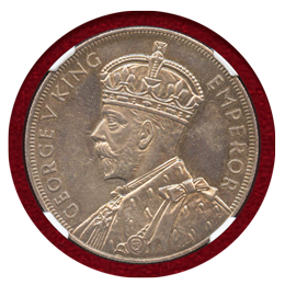 ニュージーランド 1935年 クラウン 銀貨 ワイタンギ条約 ジョージ5世 NGC MS62