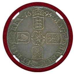 【SOLD】イギリス 1695年 クラウン 銀貨 ウィリアム3世 NGC AU58