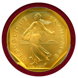 フランス 1979年 2フラン 金貨 ピエフォー 種を蒔く女神 PCGS SP UNC Detail