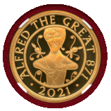 イギリス 2021年 ￡5 金貨 アルフレッド大王即位1150周年記念 NGC PF69UC FR
