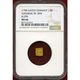 ドイツ 1700N 1/8 ラムダカット 金貨 神の子羊 クリッペ NGC MS64