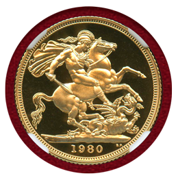 イギリス 1980年 ソブリン 金貨 エリザベス2世 PF70UC