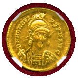 【SOLD】西ローマ帝国 393-423年 ソリダス 金貨 ホノリウス NGC MS