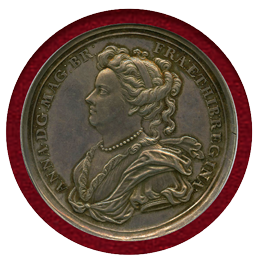 【SOLD】イギリス 1703年 銀メダル アン女王 都市占領記念 NGC MS63