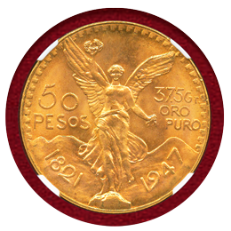 メキシコ 1947年 50ペソ 金貨 勝利の女神 リストライク NGC MS66
