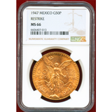 メキシコ 1947年 50ペソ 金貨 勝利の女神 リストライク NGC MS66