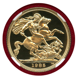 イギリス 1985年 ソブリン 金貨 エリザベス2世 NGC PF70UC