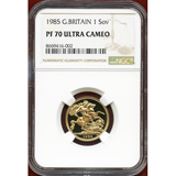 イギリス 1985年 ソブリン 金貨 エリザベス2世 NGC PF70UC