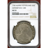 オーストリア領ネーデルラント 1750年 ドゥカトン銀貨 マリア・テレジア NGC AU53