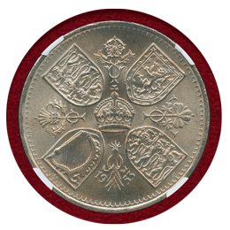 イギリス 1953年 エリザベス2世 戴冠記念 白銅貨 クラウン NGC MS64