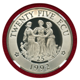 ヨーロッパ 1992年 25エキュ 銀貨 UK ファンタジー スリーグレイセス PF69UC