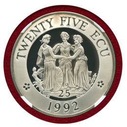 ヨーロッパ 1992年 25エキュ 銀貨 UK ファンタジー スリーグレイセス PF69UC