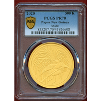 【SOLD】パプアニューギニア 2020年 500キナ 金貨 極楽鳥 PCGS PR70Matte