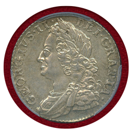 イギリス 1750年 シリング銀貨 ジョージ2世 PCGS MS63