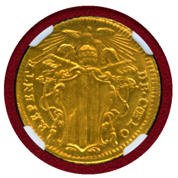 イタリア 教皇領 1744年 ゼッキーノ 金貨 ベネディクト14世 NGC MS64