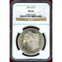アメリカ 1881-S $1 銀貨 モルガンダラー NGC MS66
