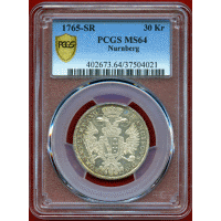 ドイツ ニュルンベルク 1765SR 30クロイツァー 銀貨 双頭の鷲 PCGS MS64