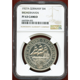 ワイマール 1927A 5マルク銀貨 ブレーマーハーフェン NGC PF63CAMEO